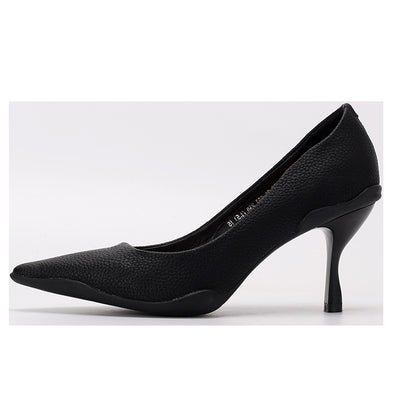 Single Shoe Women's Spring Shallow Mouth Pointed Thin Heels Black High Heels