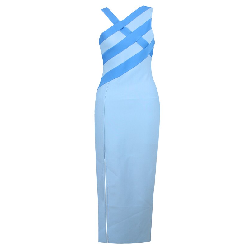 New Women's Fashion Sexy Temperament Halter Neck Slit Bandage Suspender Dress