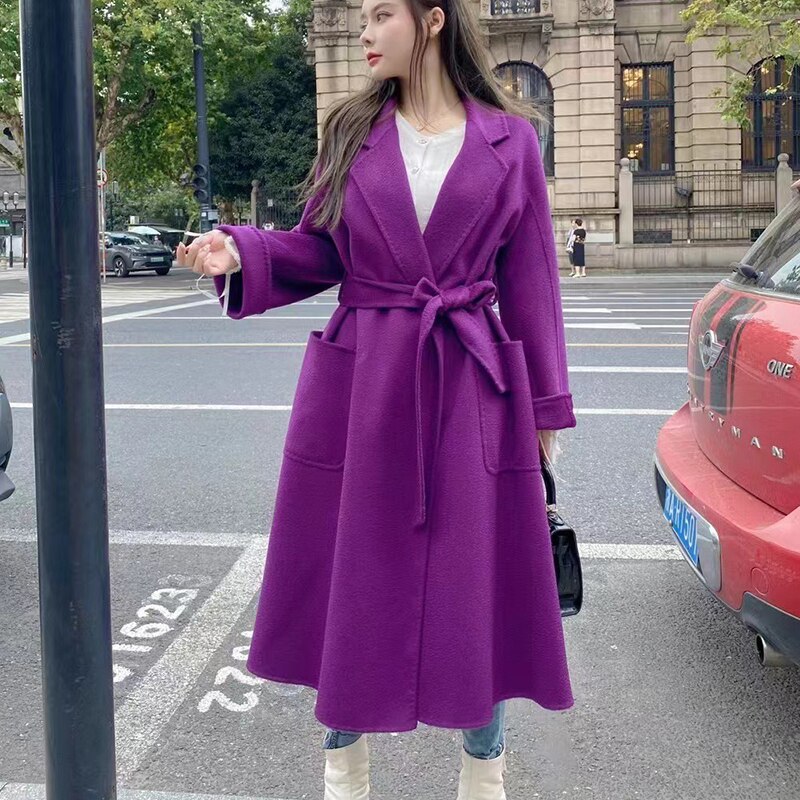 Hwitex Women Long coat Wool Fur Jackets LadiesTrench coats Wool blends Cashmere Woolen Jacket