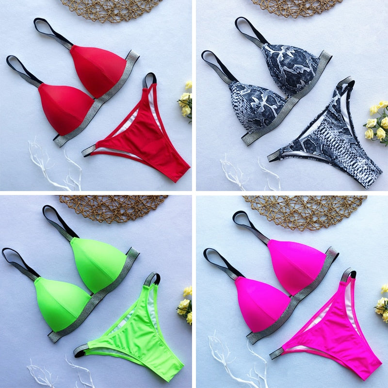 Bikinx Neon Green Micro Bikini Bathing Suit Sexy Push Up Swimsuit Female Bathers Triangle Swimwear Women Swim Suit