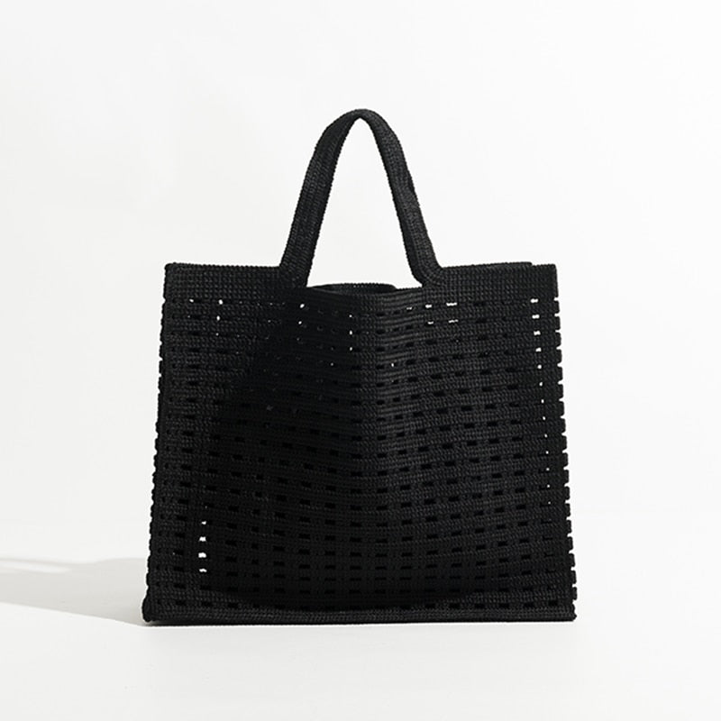 New Woven Bag Hollow Waffle Handmade Bag Candy Color Large Capacity All-Match Handbag for Women