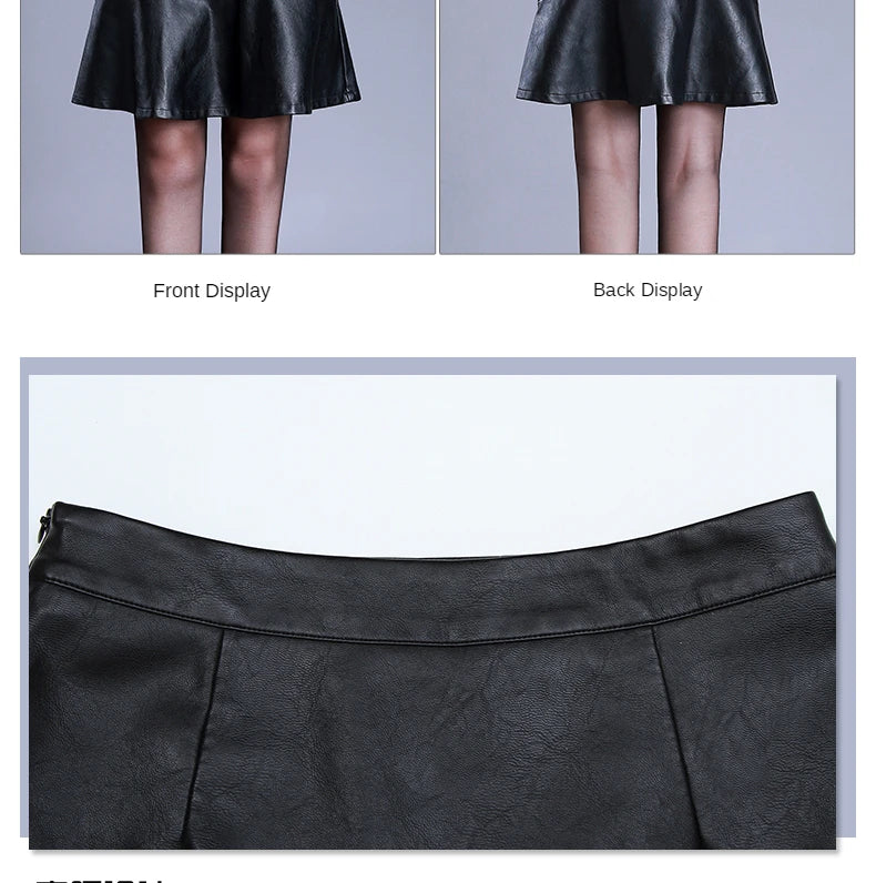 Women Black PU Leather Trumpet Skirt Autumn Winter Office Lady Elegant Chic  High Waist Knee Length  Bodycon Skirts