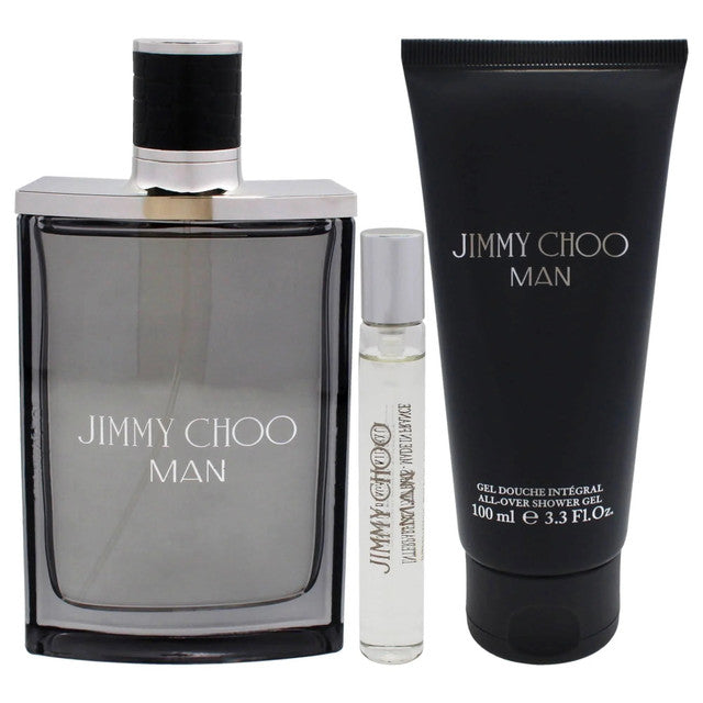 JIMMY CHOO MAN 3 PCS SET: 3.3 EAU DE TOILETTE SPRAY + 0.25 EAU DE TOILETTE SPRAY + 3.3 SHOWER GEL