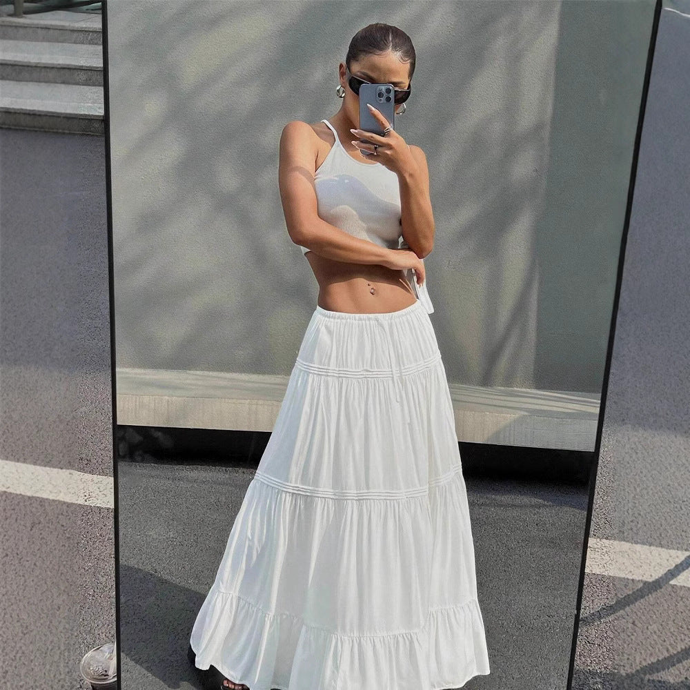 Style Elegant Big Hem Long Patchwork A- Line Skirt