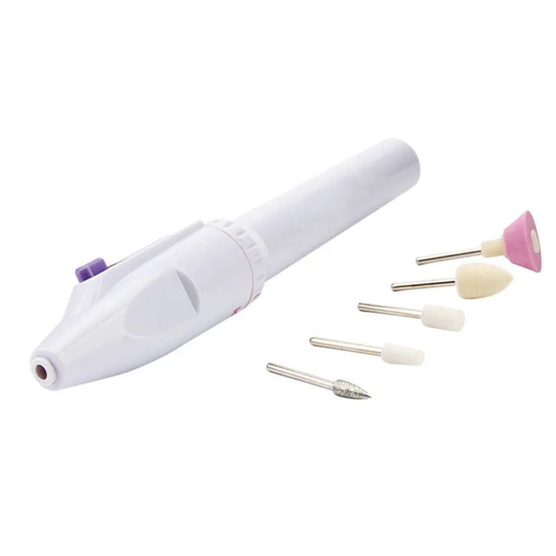 Professional Electric Manicure Nail Art File Drill, Art Salon Manicure Pen Tool, 5bits/Set Polish Feet Care Product Nail Tools