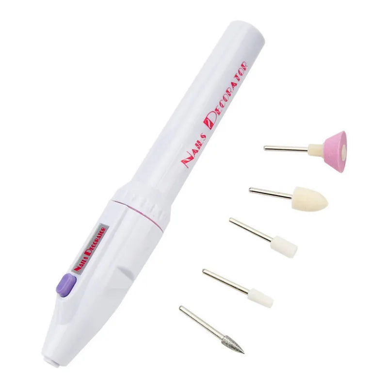 Professional Electric Manicure Nail Art File Drill, Art Salon Manicure Pen Tool, 5bits/Set Polish Feet Care Product Nail Tools
