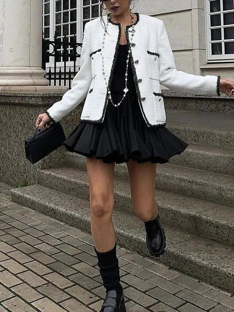 Vintage Street White Mini Skirt A Line High Waist Sexy Fashion Cute Ruffle Black Skirt Elastic Waist Tutu Short Skirts for Women