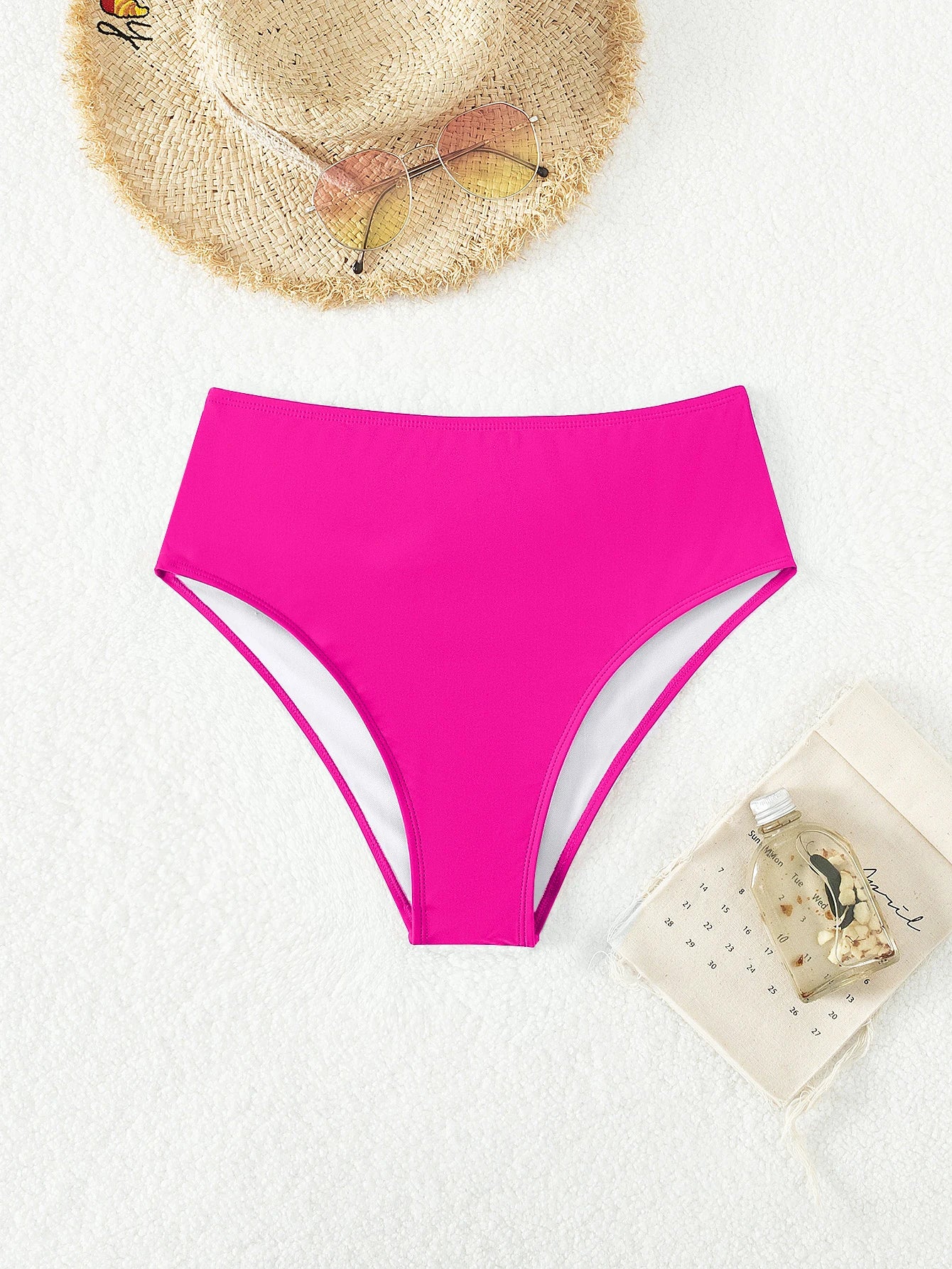 Pantaloncini da spiaggia da donna in puro colore push up a vita alta pantaloni corti a triangolo in tessuto tinta unita bikini design senso costume da bagno