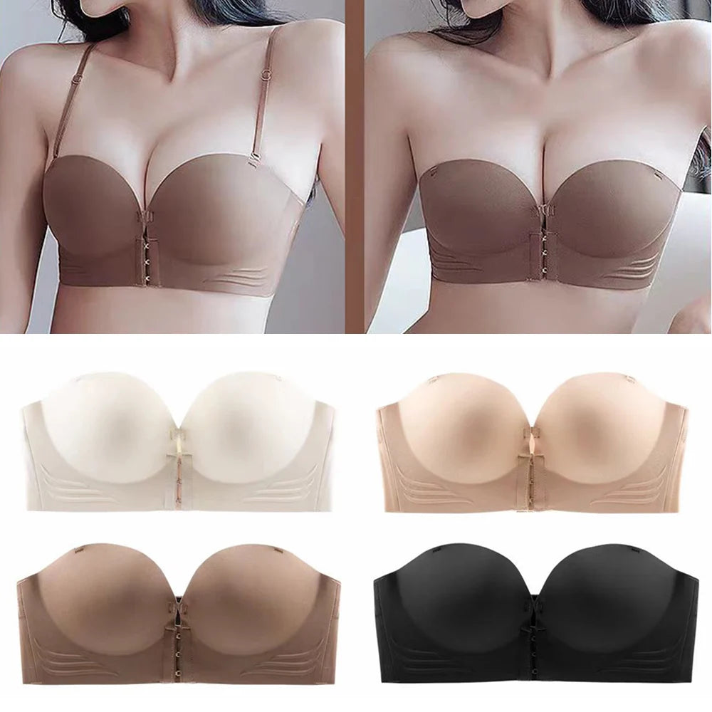 Sexy Seamless Bra Invisible Strapless Bras Anti-slip Front Buckle Small Breast Push Up Wireless Female Lingerie Women Underwear