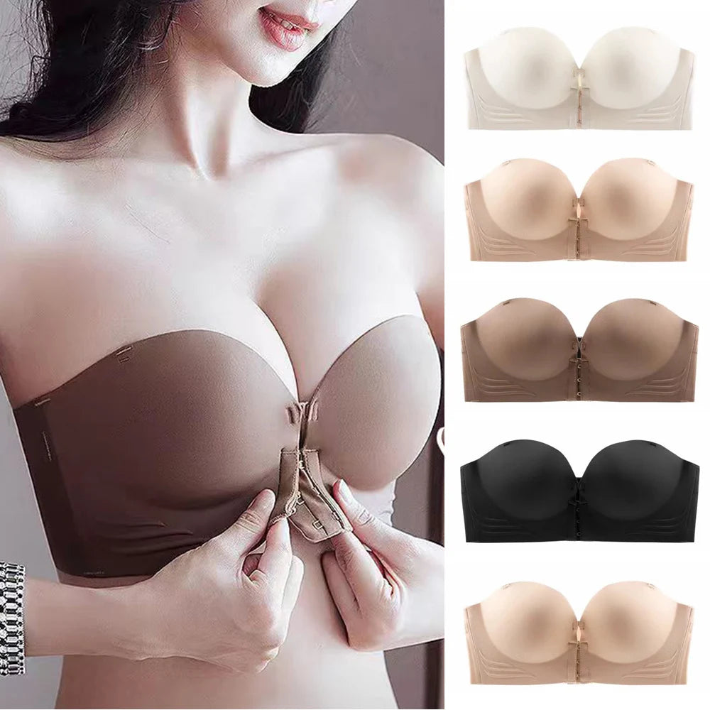 Sexy Seamless Bra Invisible Strapless Bras Anti-slip Front Buckle Small Breast Push Up Wireless Female Lingerie Women Underwear