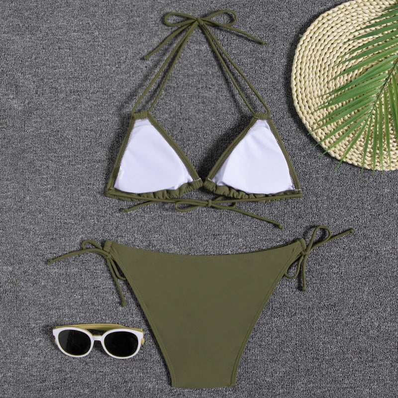 Bikini Women Swimsuit 2023 New Swimwear Sexy Lace Up Bikinis Set Backless Bathing Suit For Female Biquini Summer Two Piece Suits