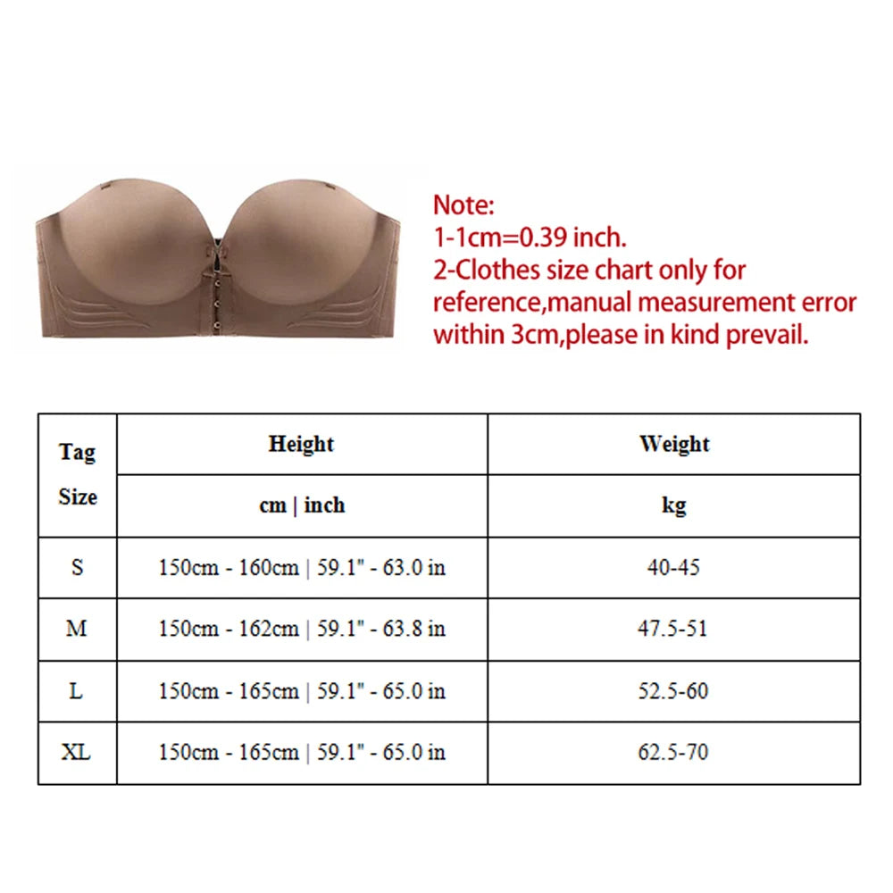 Sexy Seamless Bra Invisible Strapless Bras Anti-slip Front Buckle Small Breast Push Up Wireless Female Lingerie Women Underwear