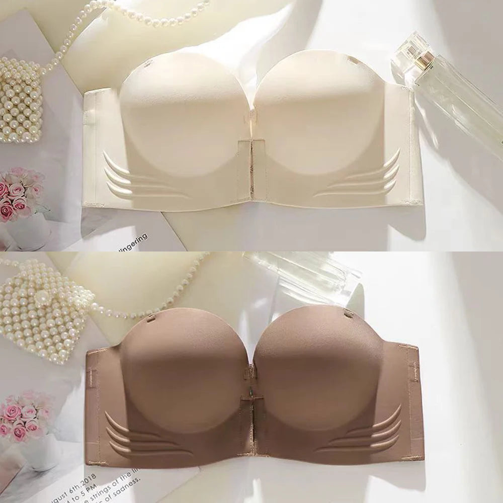 Sexy Seamless Bra Invisible Strapless Bras Anti-slip Front Buckle Small Breast Push Up Wireless Female Lingerie Women Underwear