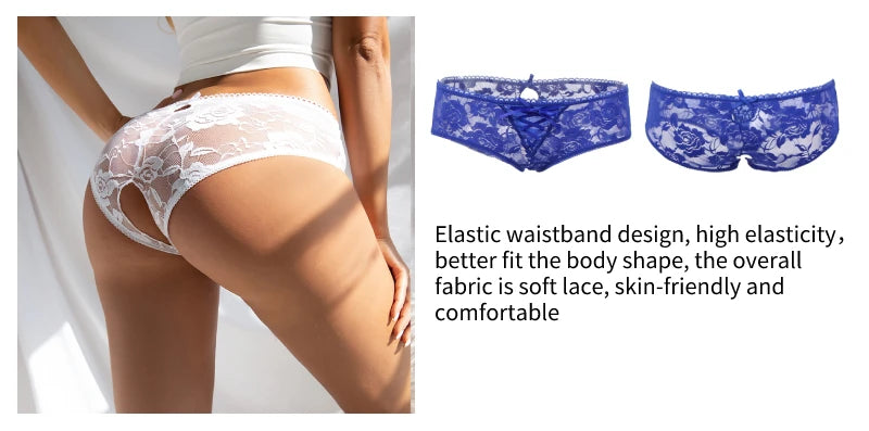 Ohyeahlady Women's Lingerie Crotchless Panties Low-waist Lace Transparent Underwear Strappy Thongs Intimates Femme Erotic Briefs