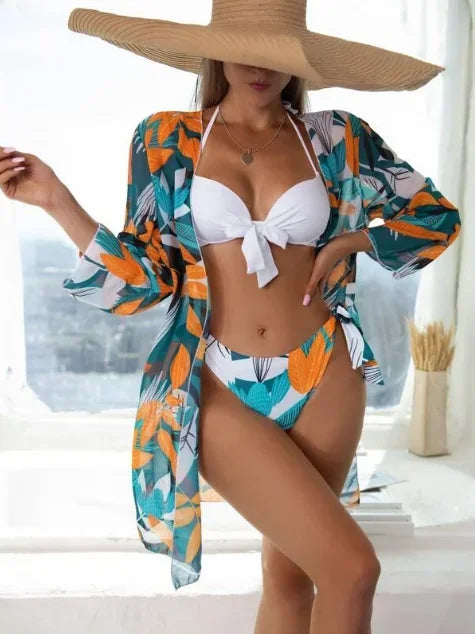 2024 Summer New Bikini Beach Skirt Beach Cover Up Swimsuit Women Ruffle Biquini Bathing Suit Beach Wear Swim Suit