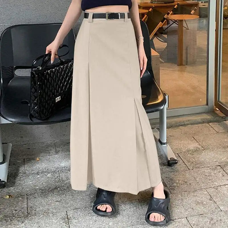 ZANZEA Women Elegant Long Skirt Korean Fashion High Waist Jupes Casual Pleated Maxi Skirts 2023 Autumn Solid Hip Wrap Faldas