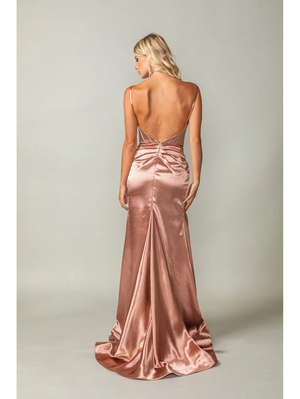 Sleek Satin Mermaid Dress with Cowl Back and Spaghetti Straps Prom Dress
