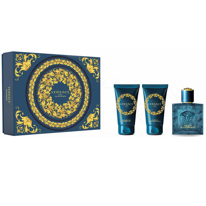 Versace Eros Eau De Toilette Spray 50ml Set 3 Pieces