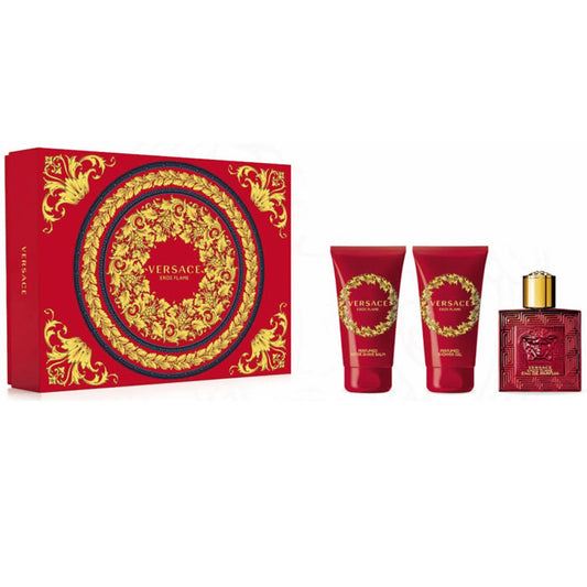 Versace Eros Flame Eau De Profumo Spray 50ml Set 3 Pezzi