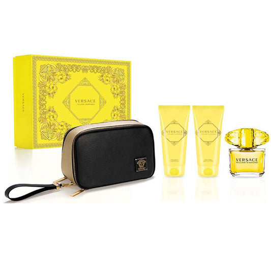 Versace Yellow Diamond Eau De Toilette Spray 90ml Set 4 Pezzi