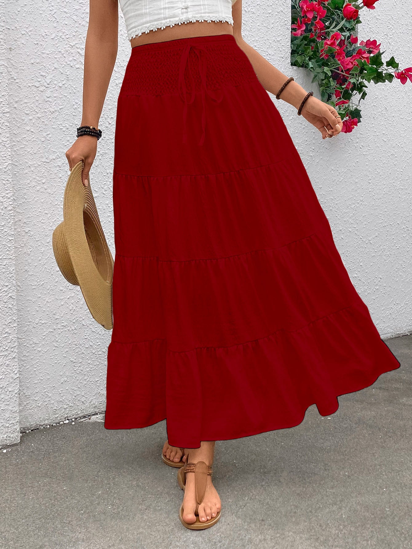 Autumn Stretch High-waisted Bohemian Casual Long Skirt