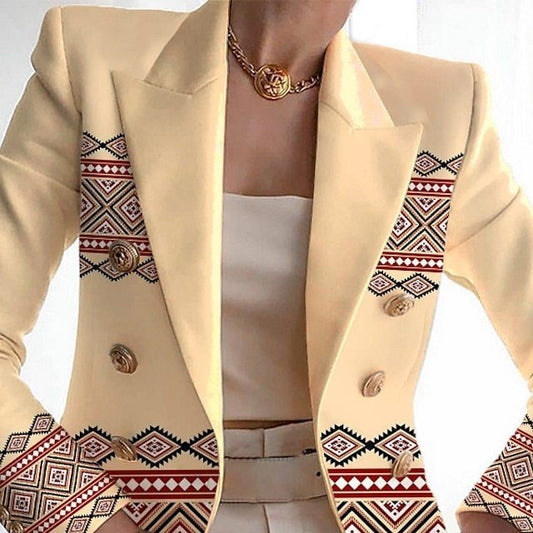 European And American Women's Clothing Fashion Printed Suit Slim Fit Small Suit