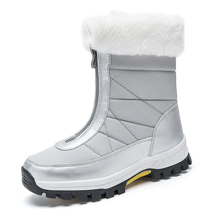 Waterproof Snow Boots Women's Mid-calf Front Zipper