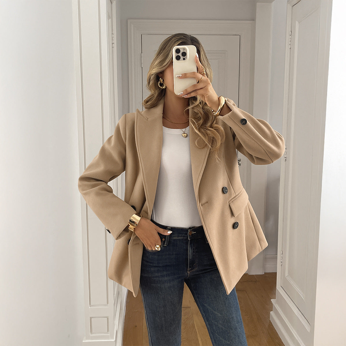 Solid Color Long Sleeve Jacket Coat Women's Clothing