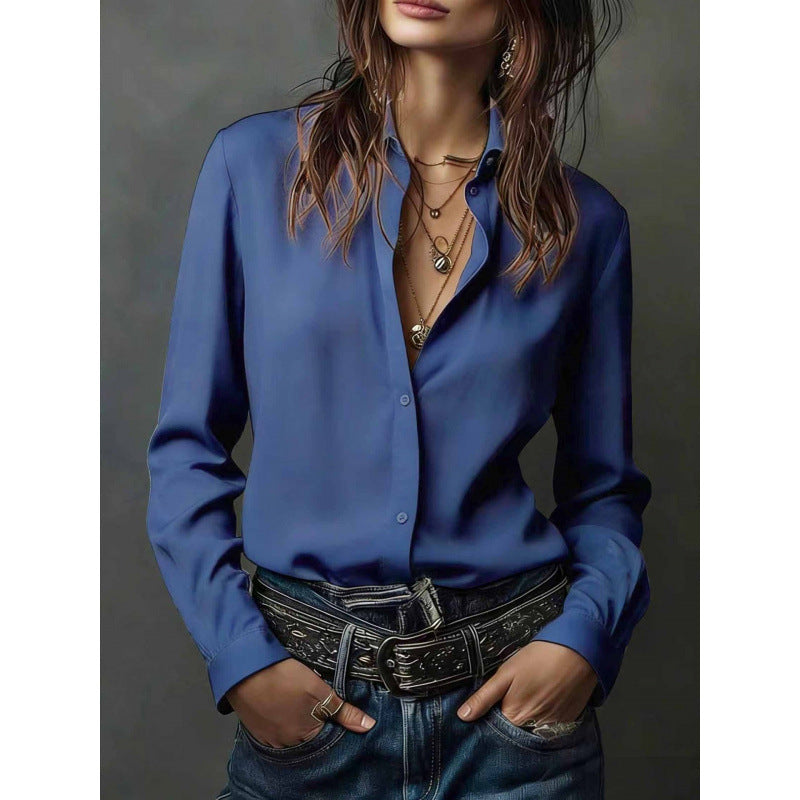 Same-color Same-size Casual Western-style Womens Blouse New Style