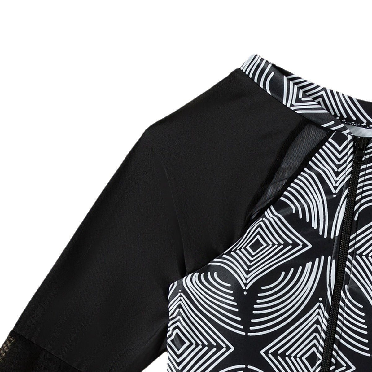 Mesh Long Sleeve Bikini Printed Zipper Diving Suit Swimsuit