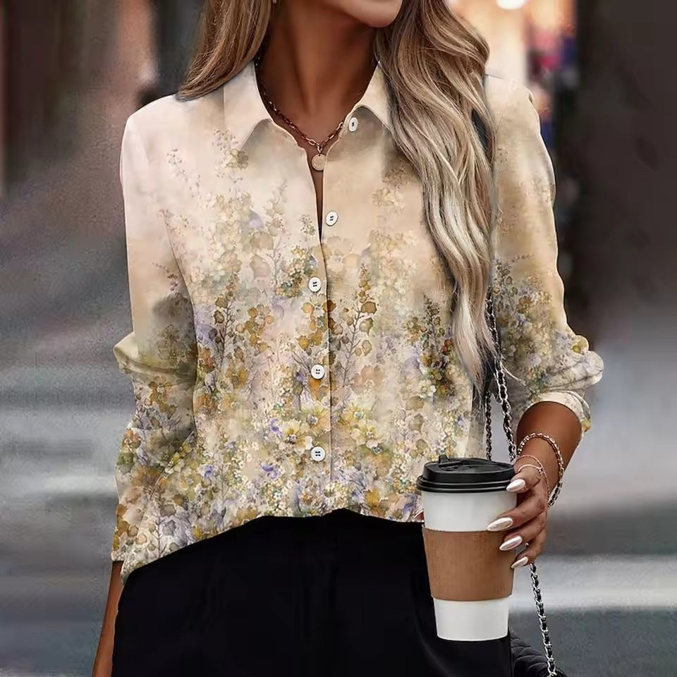 Elegant Women's Floral 3D Printed Shirt