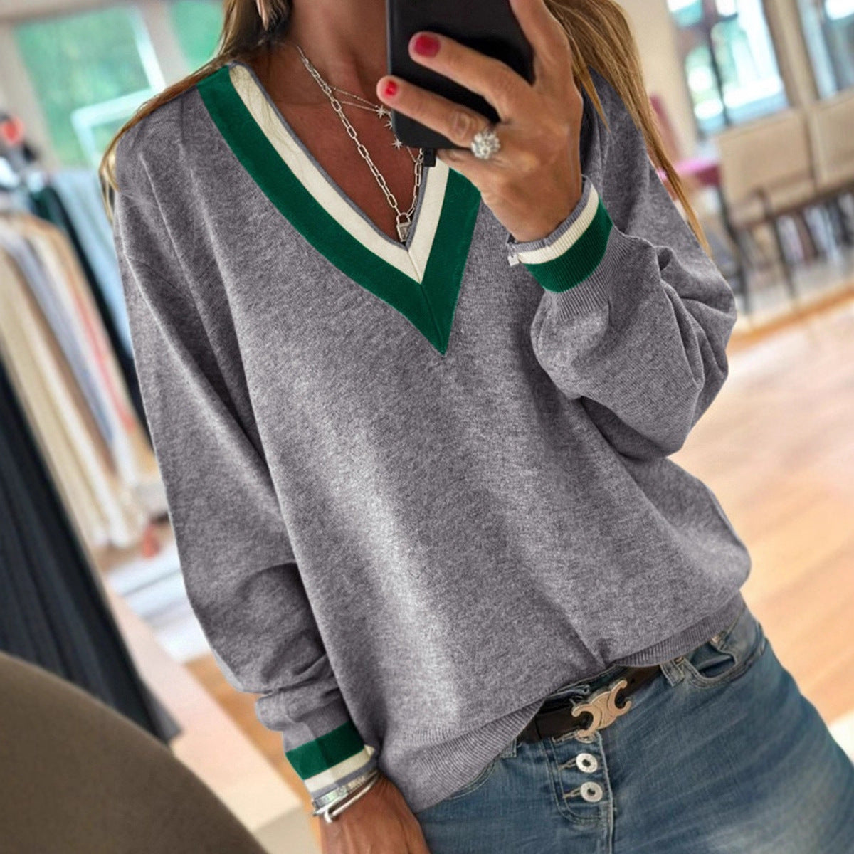 Casual Style Loose Knitted Top For Women