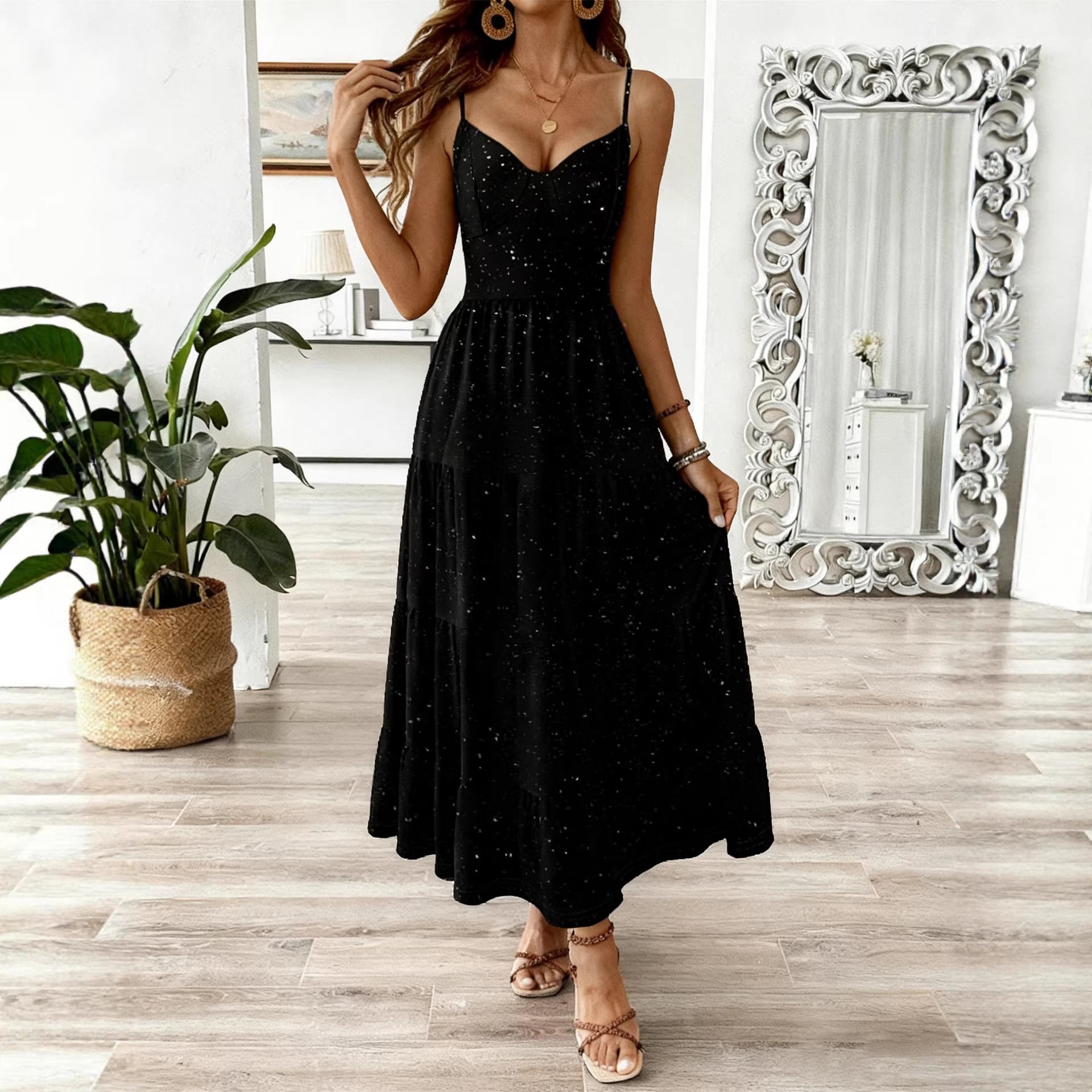 Starry Maxi Dress Perfect For Vacations Commuting And Any Occasion