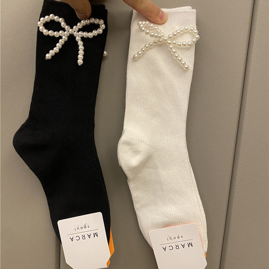Bow Breathable Mid Length Socks