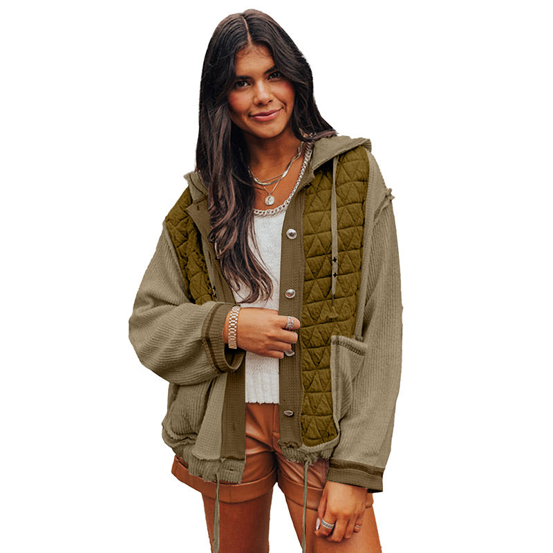 Texture Stitching Long-sleeved Coat For Women