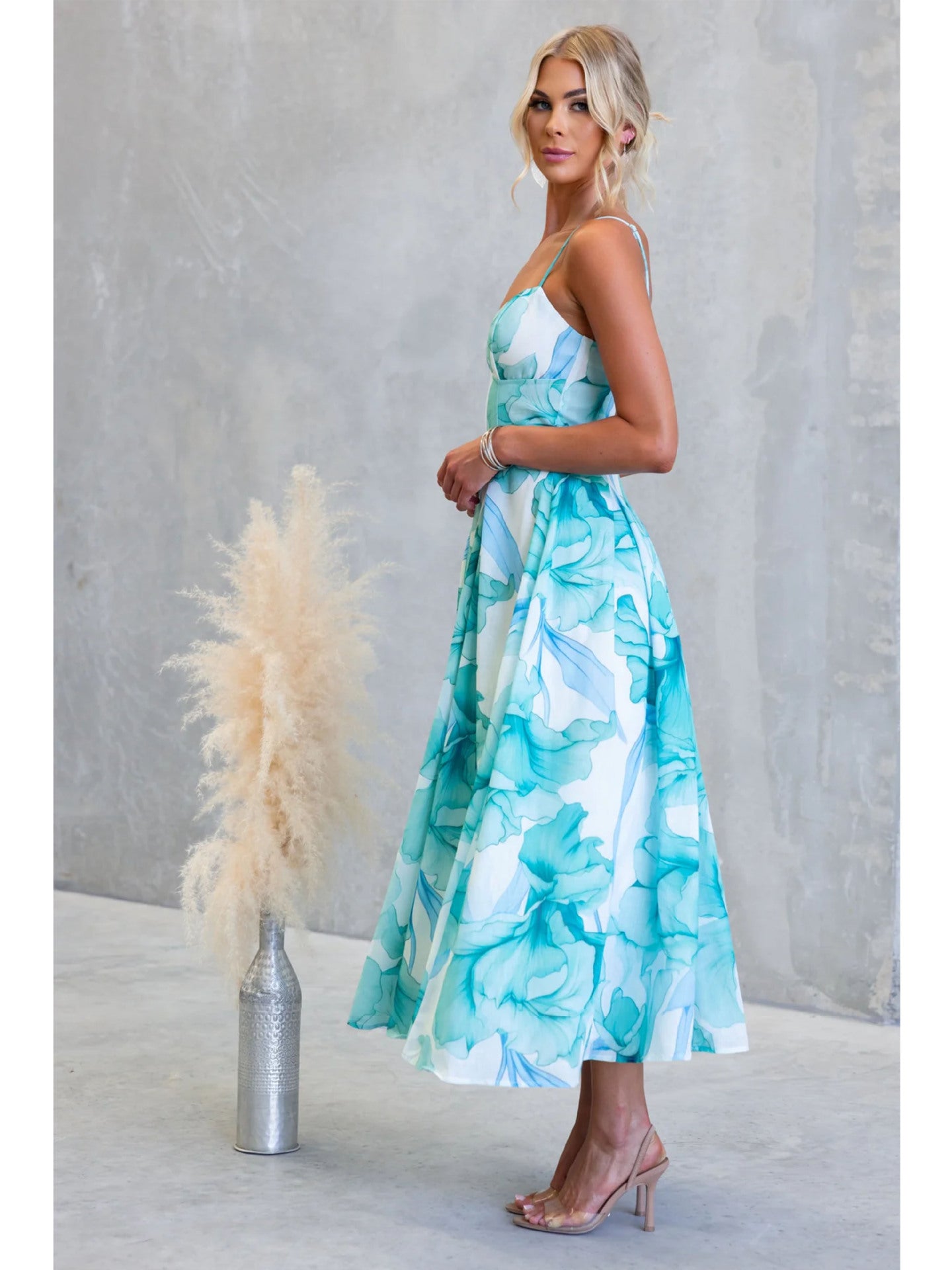 Floral Print Sweet Mid-Length Wrap Dress