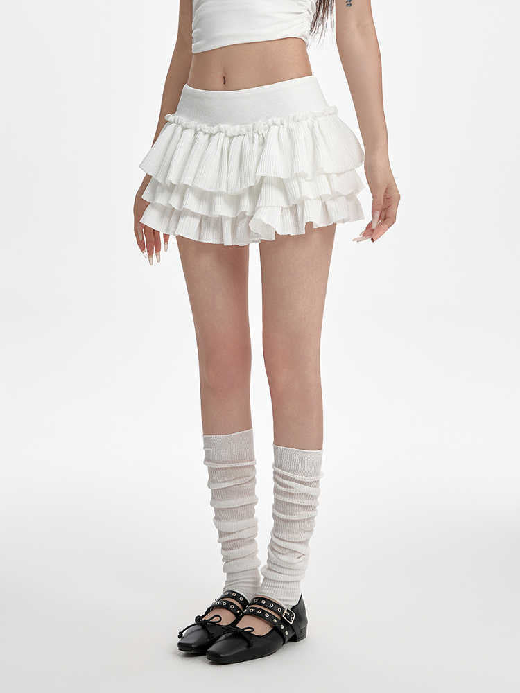 Puffy Cake Dress Women's Low Waist Pleated Skirt