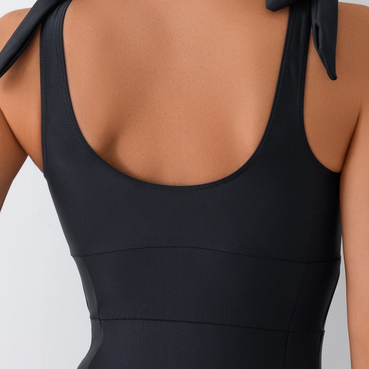 Swimsuit Women's Solid Color One-piece Lace-up Bikini Swimsuit Slim Swimsuit