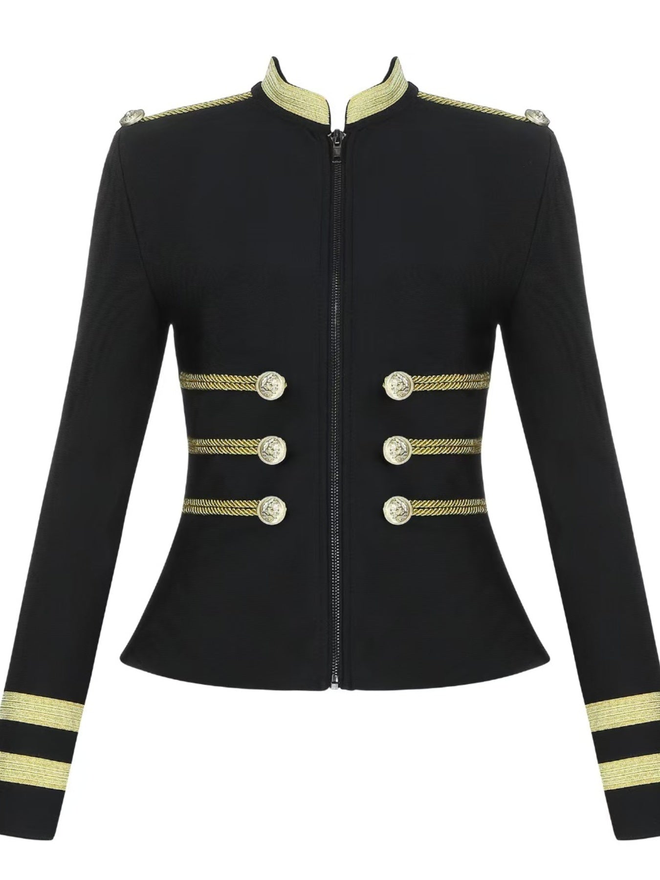Women's Slim Fit Sexy Gold Border British Style Top, Hot Selling Autumn And Winter New Navy Blue Style Jacket, Elegant And Sexy