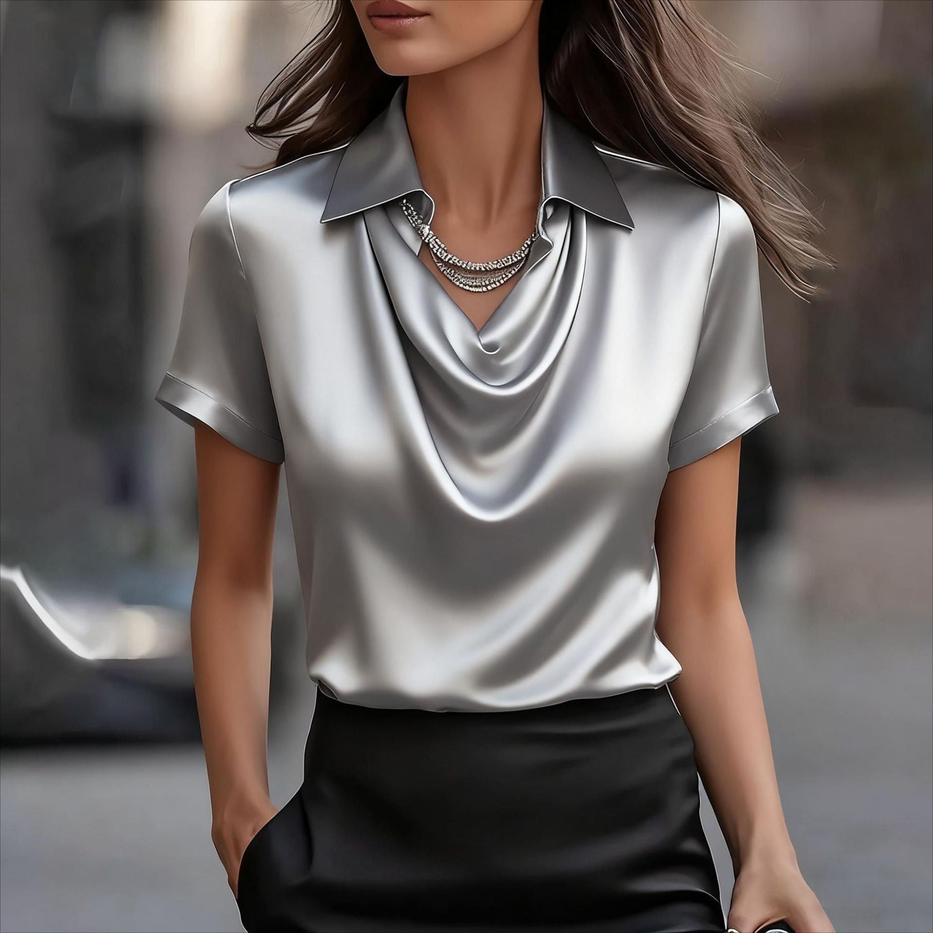 Simple Boat-neck Blouse For Women