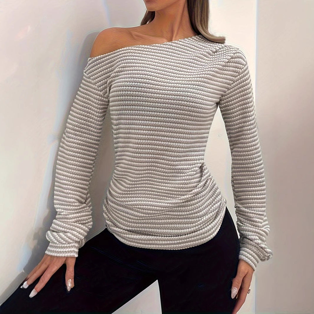 Long Sleeve Round Neck Casual Women's T-shirt