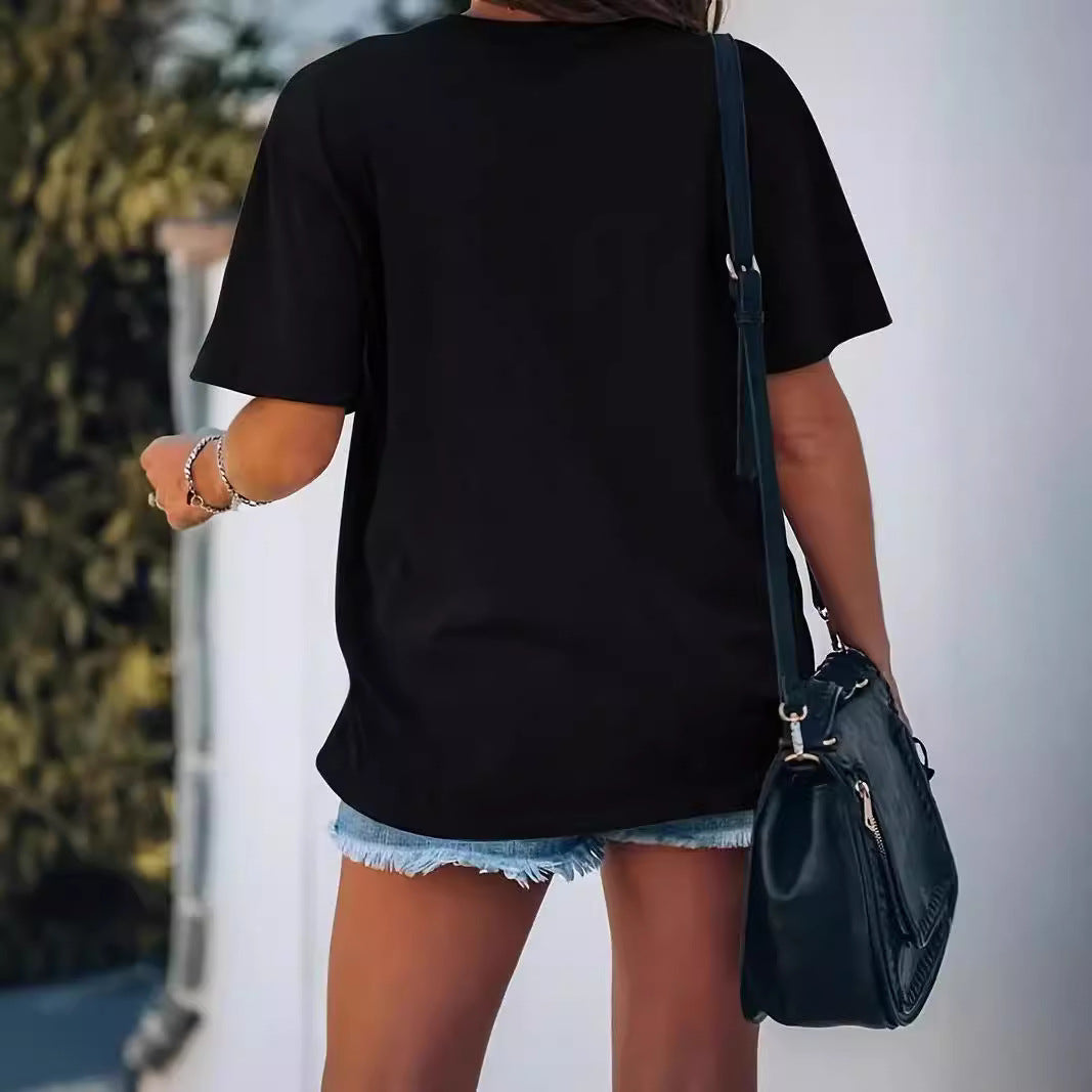 Fashion Casual Home Commuter's All-matching Crew Neck Short Sleeve T-shirt