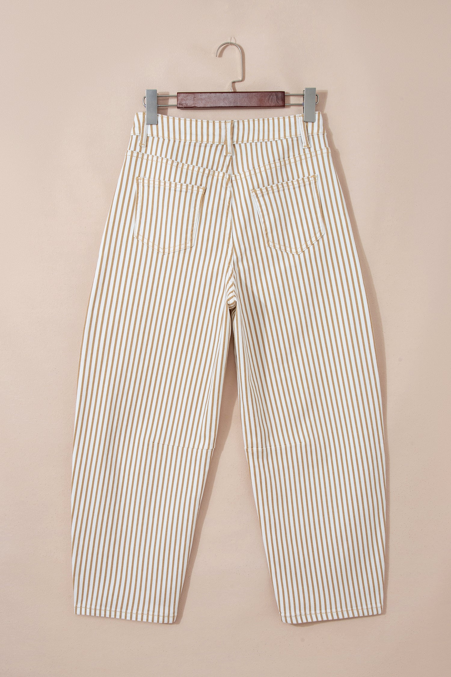 Sky Blue Stripe Casual Barrel Jeans