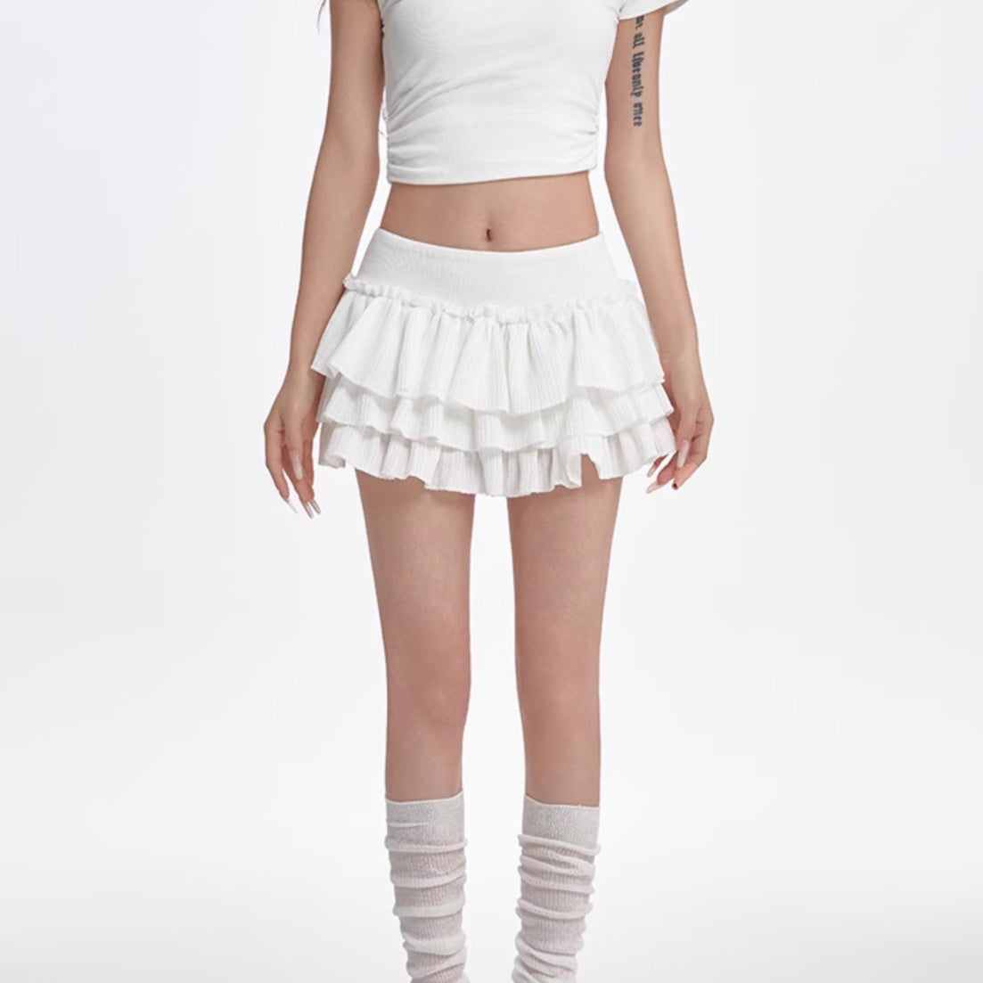 Puffy Cake Dress Women's Low Waist Pleated Skirt