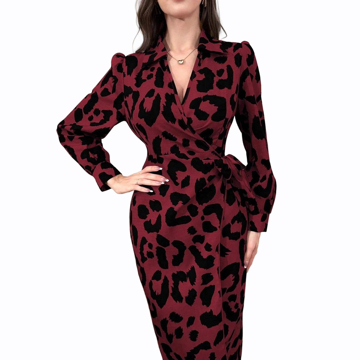 New Satin Leopard-print Dress