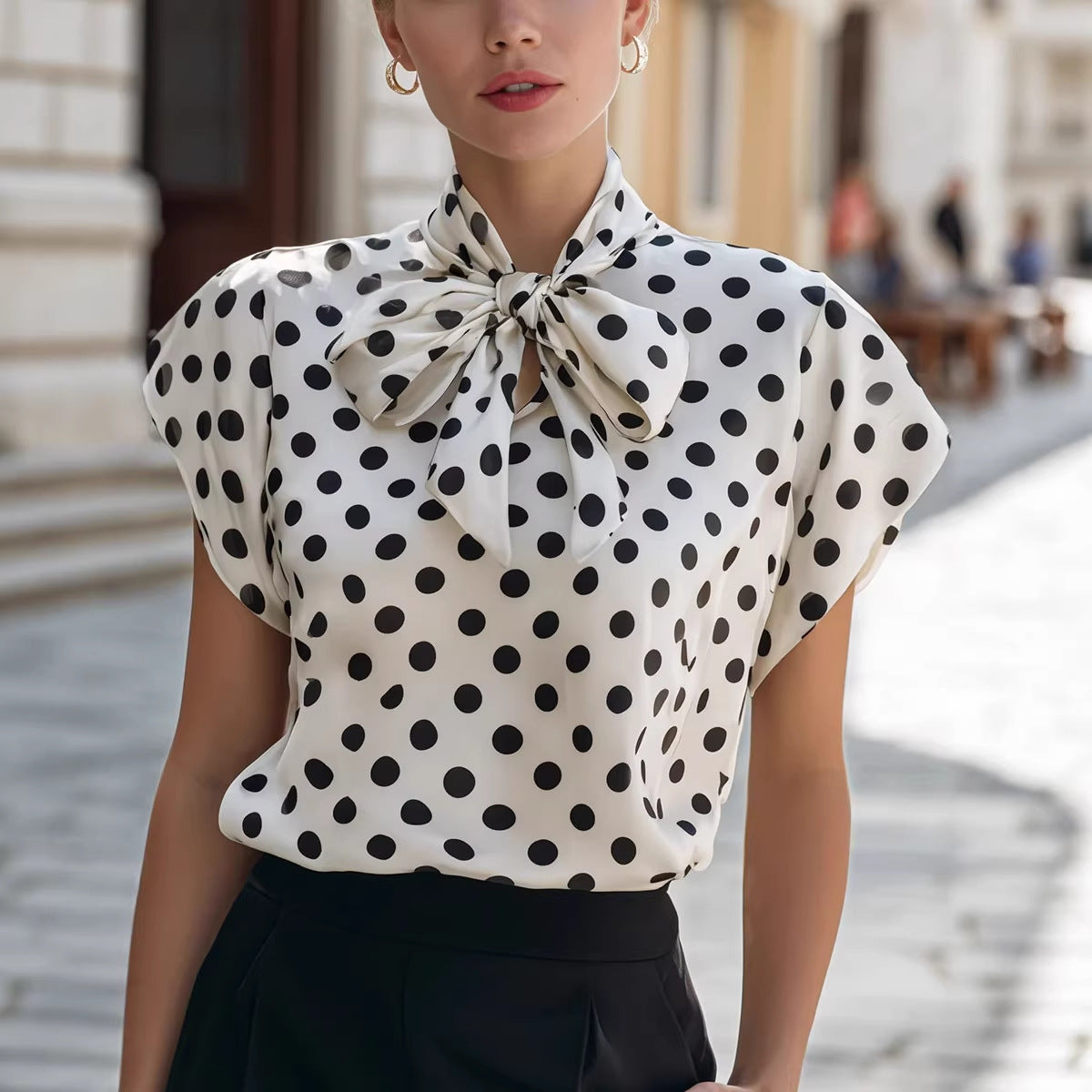 New Style Bow-Knot Collar Elegant Commuter All-Match Shirt For Women