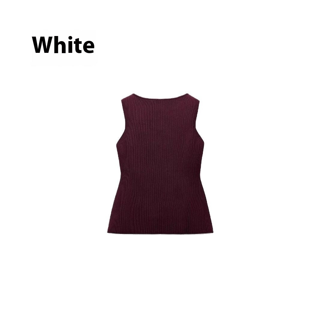 Fashion Plain Gold Button Sweater Vest