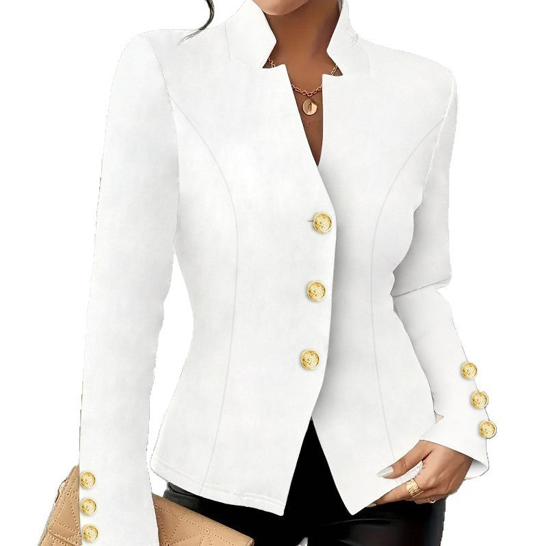 Elegant Fashion Casual Double Buckle Solid Color Long Sleeve Suit