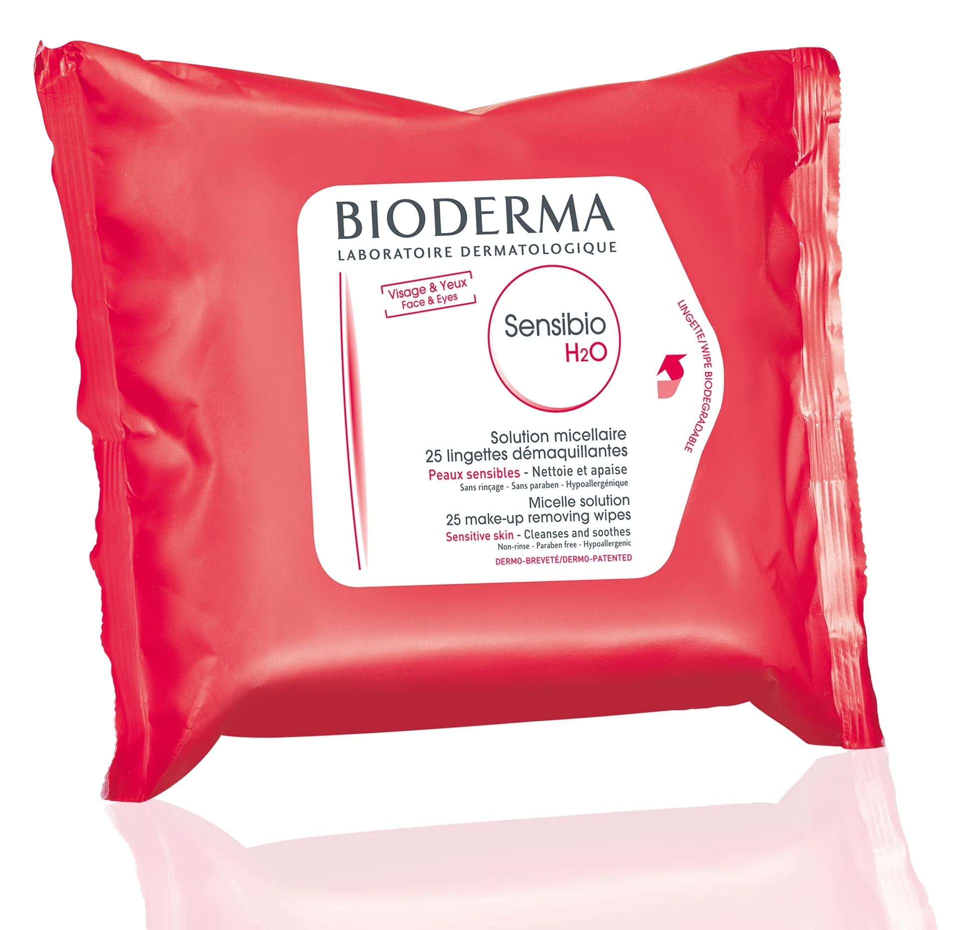 Bioderma, Sensibio H2O, Soap-Free, Makeup Remover Wipes, 25 pcs