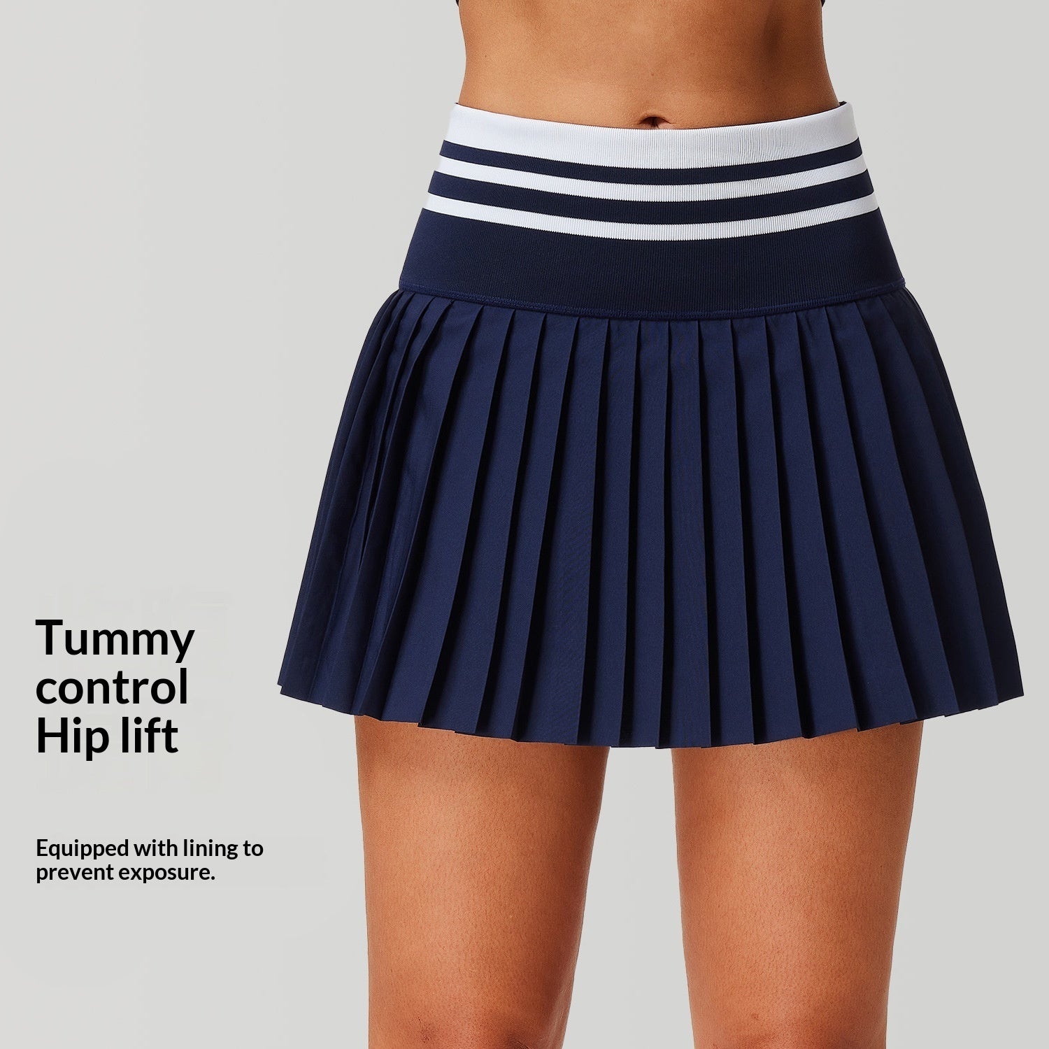 High-waisted Quick-drying Pleated Skirt For Sports No-show Tennisbadminton Skirt